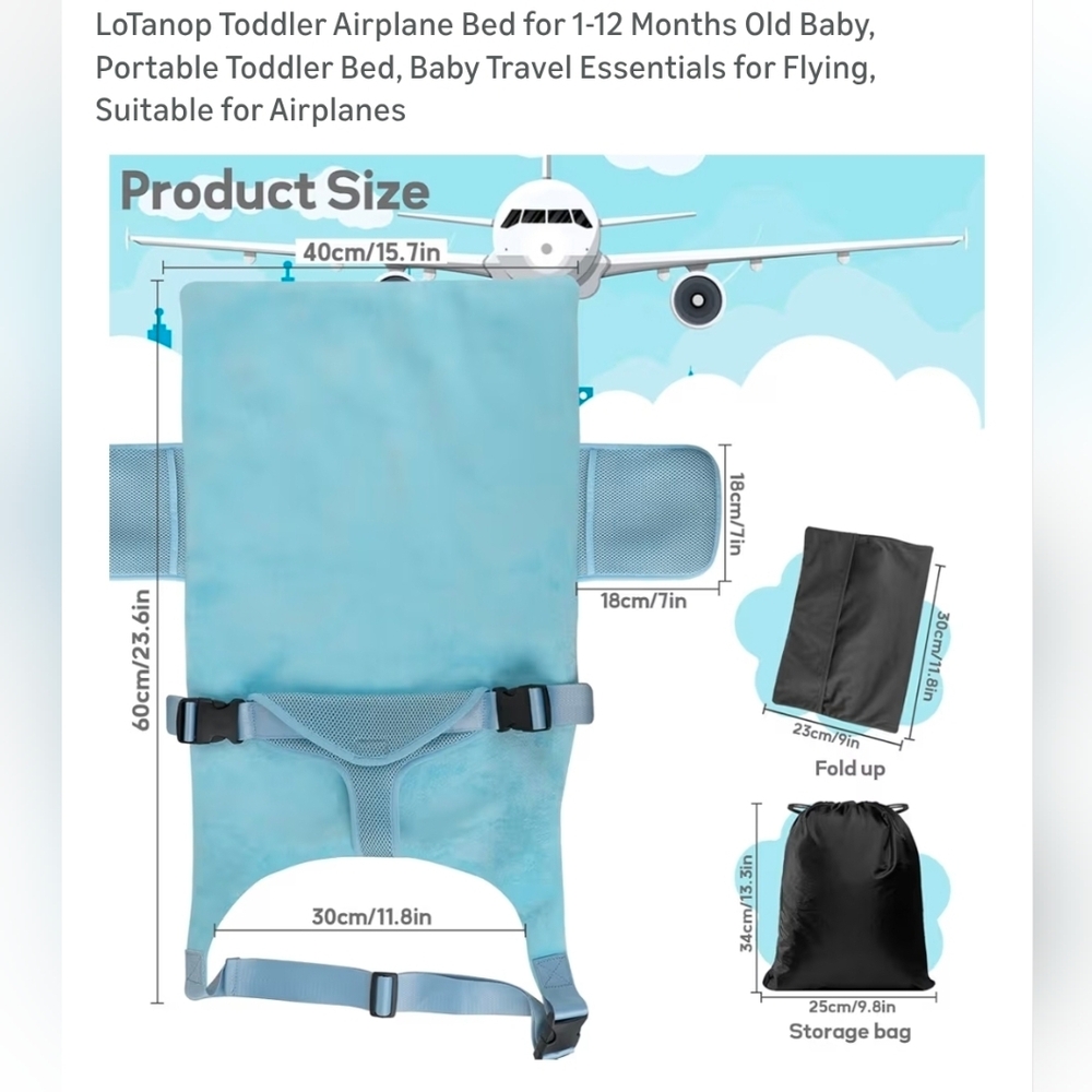 LoTanop Light Blue Kids Travel Bed